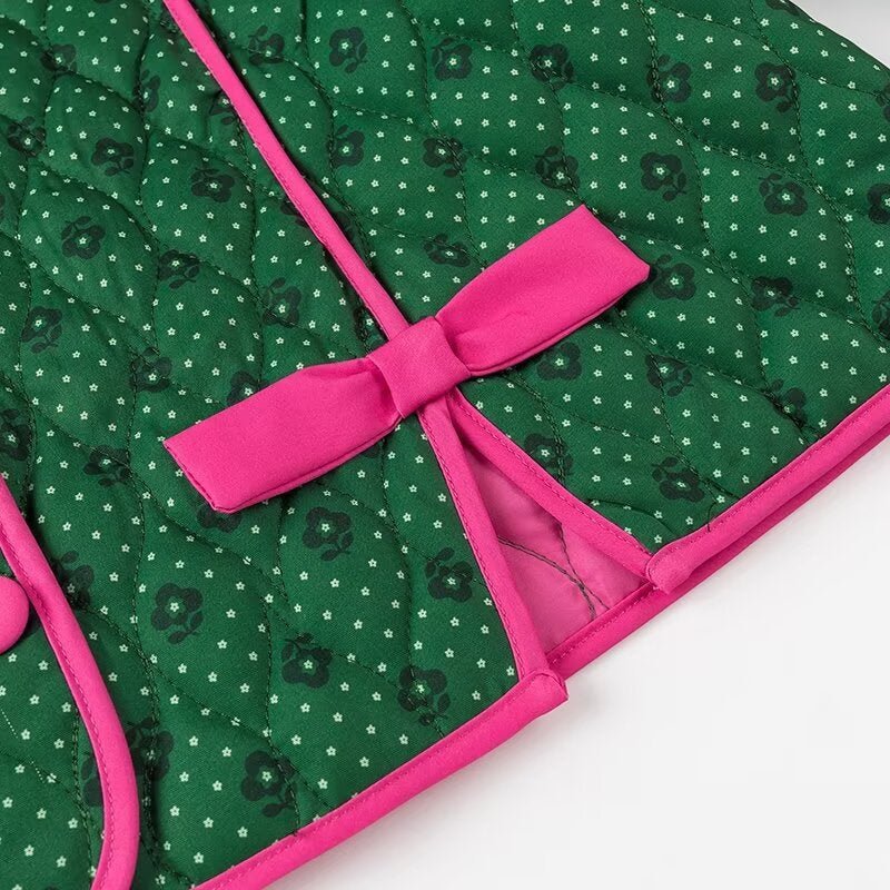 Sonia | Green Life Pink Bow Jacket - Elovana Montreal - Jackets