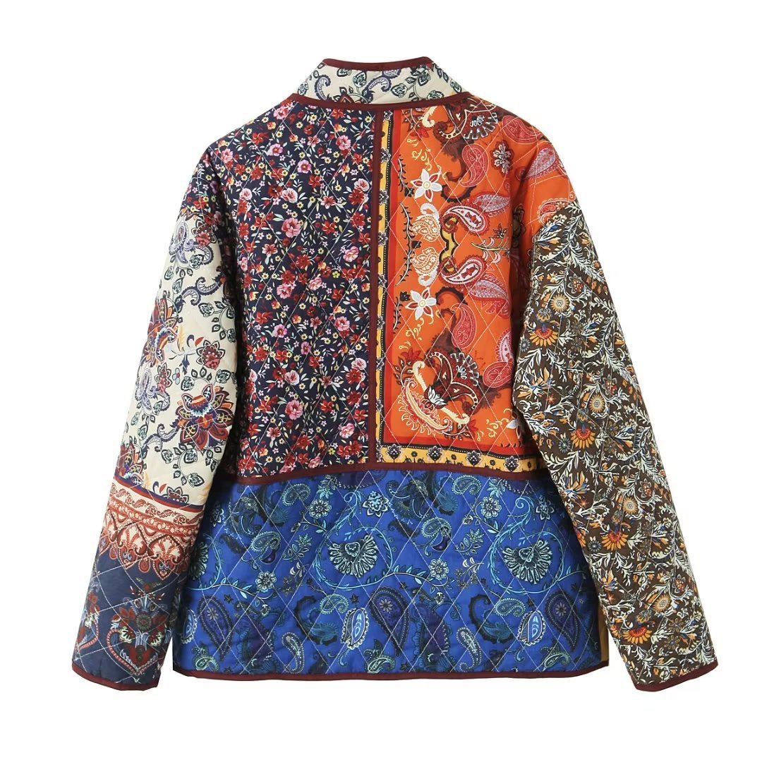 Thalia | Ethnic Style Pattern Print Multi - Color Quilted Jacket - Elovana Montreal - Jackets