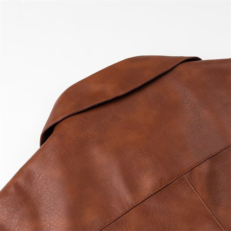 The Romina - Minimalist Leather Jacket - Elovana Montreal - Jackets