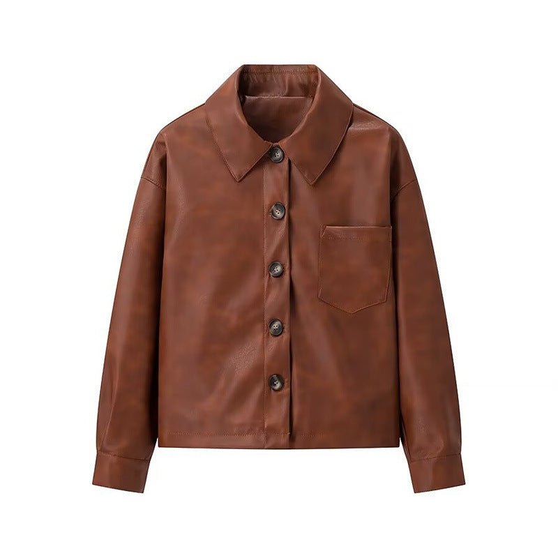 The Romina - Minimalist Leather Jacket - Elovana Montreal - Jackets